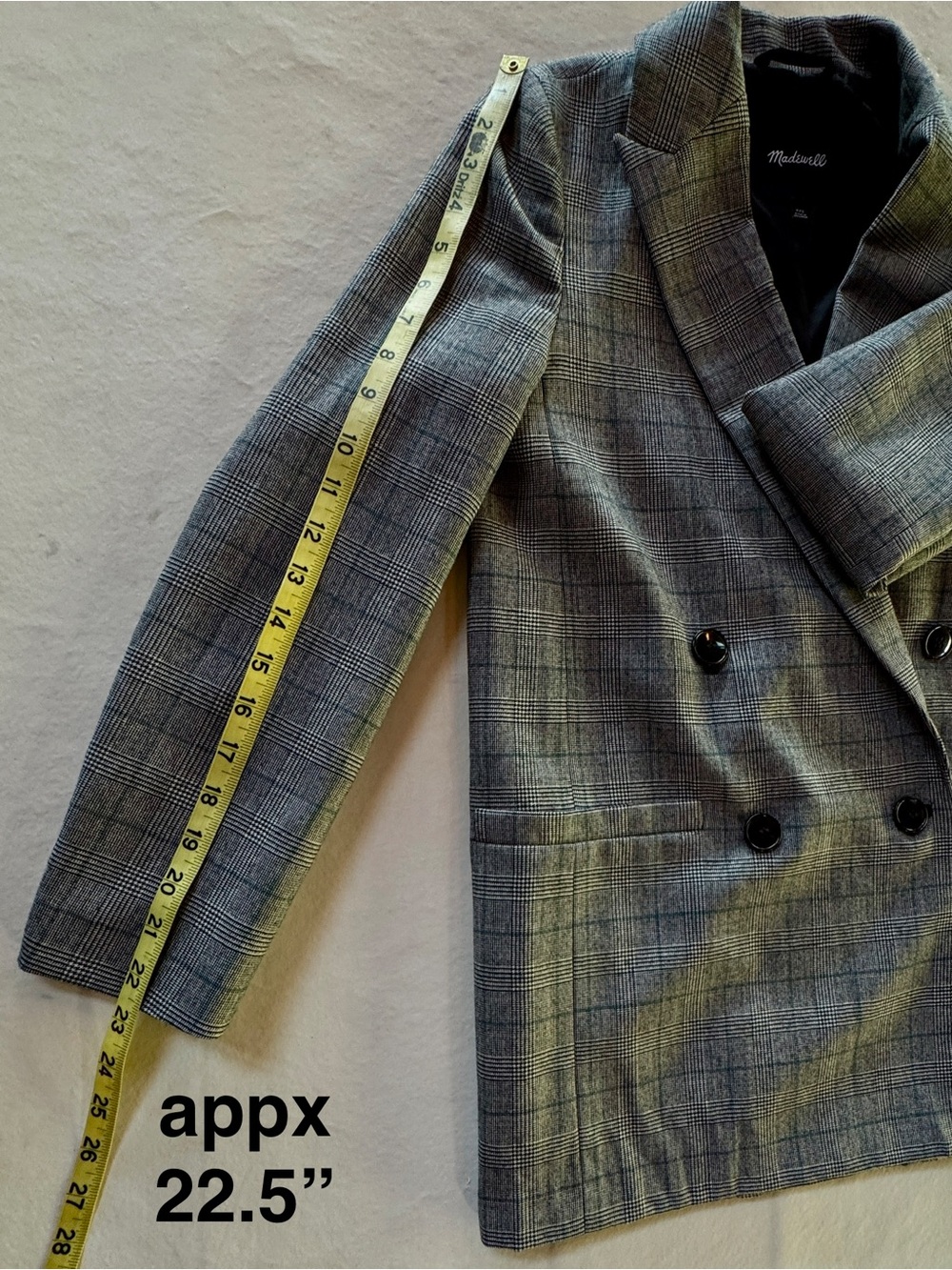 Madewell Caldwell Double Breasted Blazer Peaked Lapel Edition Suiting Glen Plaid - Picture 12 of 17